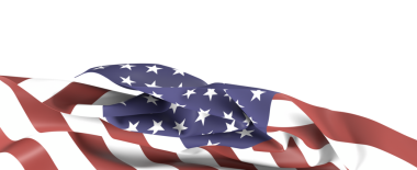 Amerikan bayrağı sallayarak üzerinde izole beyaz arka plan