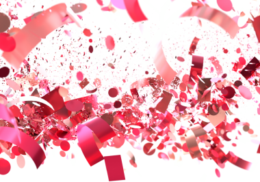 Pembe konfeti kutlaması.