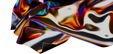 Gökkuşağı yansımaları ve kıvrımları olan soyut yanardöner kumaş