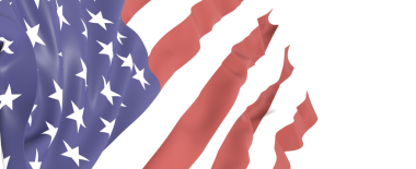 Beyaz üzerinde izole Amerikan bayrağı sallayarak