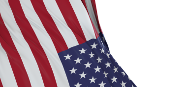 Birleşik Devletler bayrağı beyaz pankartta izole edildi