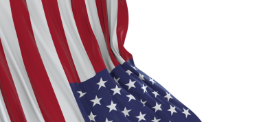 Birleşik Devletler bayrağı beyaz pankartta izole edildi