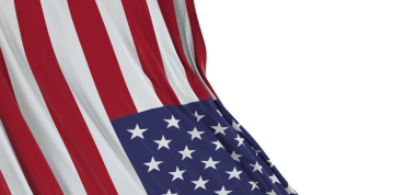 Birleşik Devletler bayrağı beyaz pankartta izole edildi