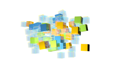 Modern Kavramların Beyaz Arkaplanına Karşı Yüzen Soyut Renkli Küpler