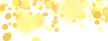 Beyaz arka planda soyut sarı bokeh daireler, şenlik hissi.