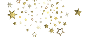 Banner with golden decoration. Festive border with falling glitter dust and stars. 