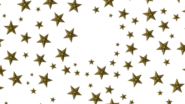 XMAS yıldızları arka planda, parlayan ışıklar konfetileri düşüyor. Sihirli, parlayan, uçan noel yıldızları. 