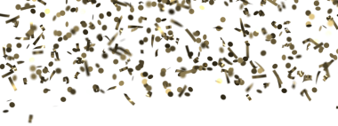 Işıldayan altın konfeti png. Üstten şeffaf arkaplana ışıldayan altın konfeti düşüyor. Festivalleri kutla.