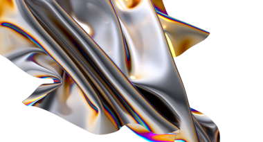 Işıldayan yanardöner kumaş perdeler büyüleyici bir soyut tasarım yaratıyor.