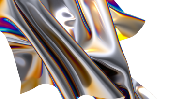 Işıldayan yanardöner kumaş perdeler büyüleyici bir soyut tasarım yaratıyor.