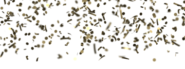 Işıldayan altın konfeti png. Üstten şeffaf arkaplana ışıldayan altın konfeti düşüyor. Festivalleri kutla.