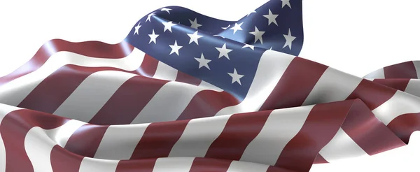 Beyaz arka planda vatanseverce dalgalanan Amerikan Bayrağı