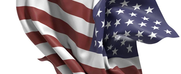 Amerikan Bayrağı Beyaz Arkaplanda Gururla Dalgalanıyor
