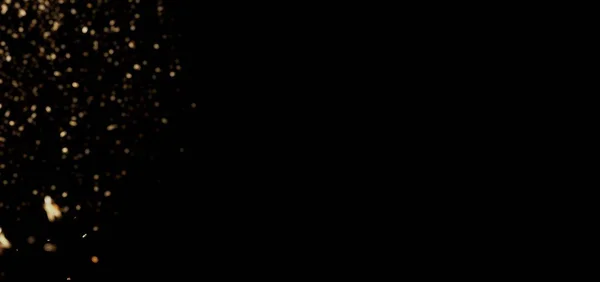 Kara Arkaplan Üzerine Soyut Bokeh Altın Işık Parçacıkları