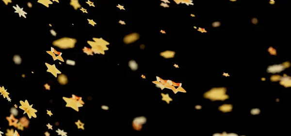Kara Arkaplan Kutlaması Üzerine Altın Yıldız Konfeti