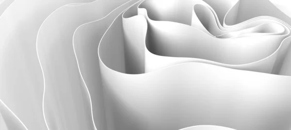 Zarif Eğriler ve Gölgelerle Soyut Beyaz Kağıt Sanatı