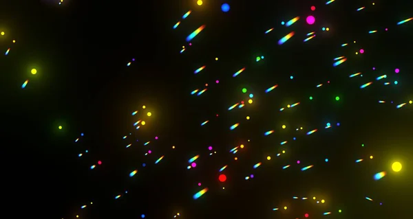 Renkli Işıklar ve Parlayan Parçacıklarla Soyut Gece Gökyüzü