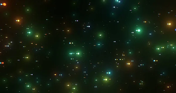 Karanlık Arkaplanda Renkli Soyut Parlayan Parçacıklar