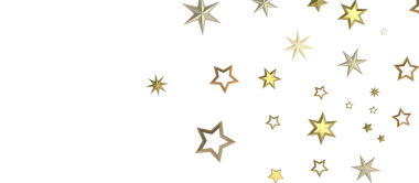 Kutlamalar ve neşe için beyaz zeminde yüzen altın yıldızlar