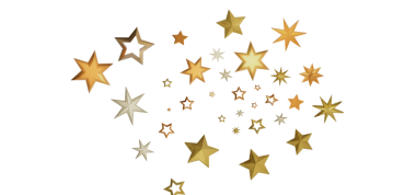 Dekorasyon İçin Beyaz Arkaplanda Altın ve Gümüş Yıldız Koleksiyonu