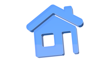 Beyaz Arkaplan Üzerinde 3B Mavi Ev Simgesi Emlak Sembolize Ediyor