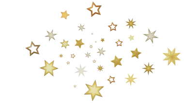 Dekorasyon ve Tasarım için Beyaz Arkaplanda Altın Yıldız Şekilleri