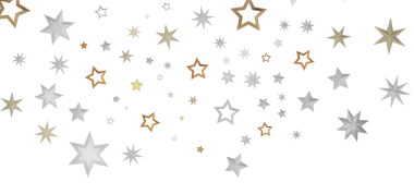 Şenlikli kutlamalar için beyaz arka planda zarif yıldız süslemeleri