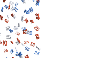 Soyut Renkli 3D Değişken Sayılar Kırmızı, Beyaz ve Mavi üzerine