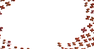 Finansal kavramlar için beyaz arkaplan üzerindeki 3B yüzde sembolleri