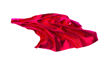 Canlı Kırmızı Saten Kumaş Rüzgarda Akıyor, Beyaz Arkaplanda İzole Edilmiş