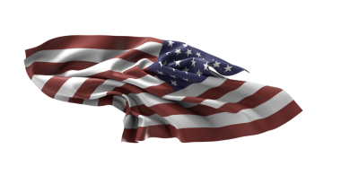 Beyaz arka planda izole edilmiş rüzgarda dalgalanan Amerikan bayrağı