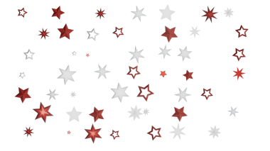 Beyaz Arkaplanda Kırmızı ve Gümüş Yıldız Konfeti Festivali