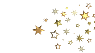 Beyaz Arkaplanda Altın Yıldız patlamaları: Kutlama ve Başarı