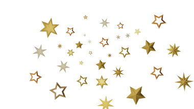 Altın Yıldız Konfeti Bayram Tasarımı İçin Beyaz Arkaplanda Serpiştirildi