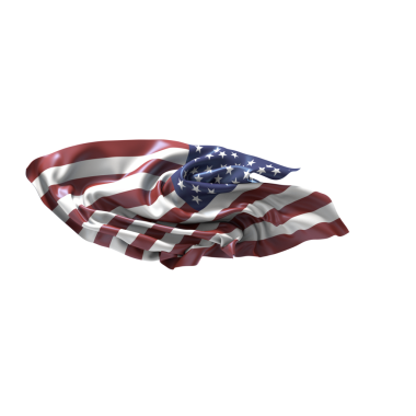 Beyaz arka planda izole edilmiş rüzgarda dalgalanan Amerikan bayrağı