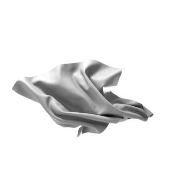 Beyaz arka planda izole edilmiş zarif, akıcı gümüş kumaş