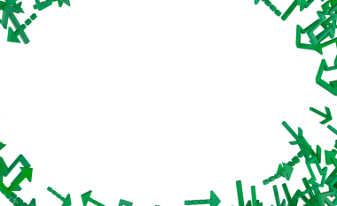 Boş Beyaz Boşluğa Sınırlı Yeşil Oklar, Hareket, Yön ve Büyüme Konsepti