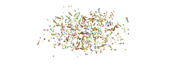 Kutlamalar ve etkinlikler için beyaz zemin üzerinde renkli konfeti patlaması