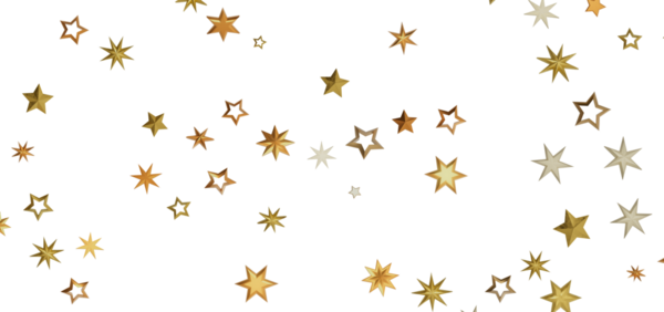 Kutlama için beyaz arka planda altın yıldız konfetisi