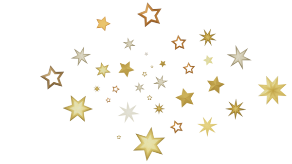 Dekorasyon ve Tasarım için Beyaz Arkaplanda Altın Yıldız Şekilleri