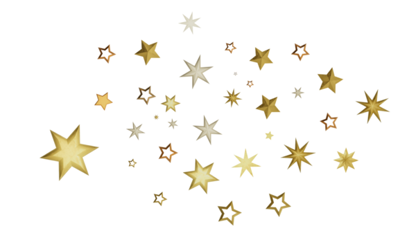 Kutlama için Beyaz Arkaplanda Altın Yıldız Konfeti Serpiştirildi