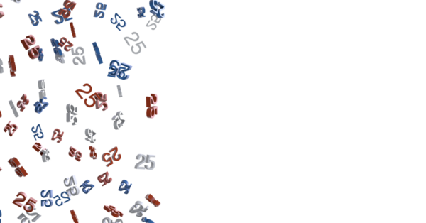 Beyaz Arkaplanda Düşen 3B Numaralar Soyut Tasarım, Numara 25