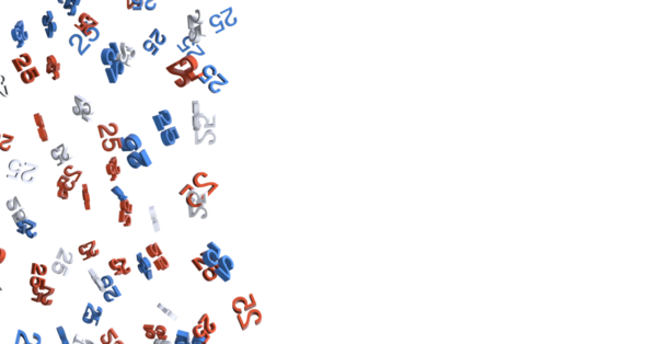 Değişken sayılar: Mavi ve beyaz elementlere sahip soyut arkaplan