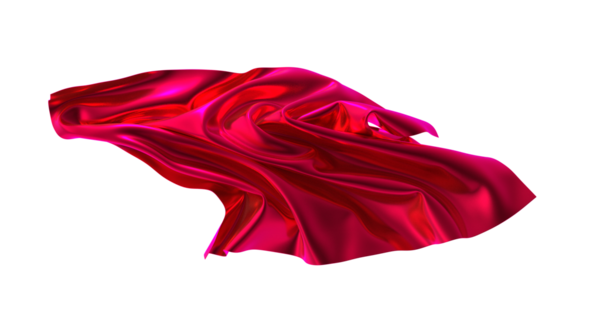 Canlı Kırmızı İpek Kumaş Beyaz Arkaplanda Zarifçe Akıyor