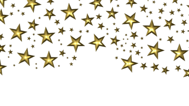 Kutlamalar ve neşe için beyaz zemin üzerinde altın yıldızların arka planı