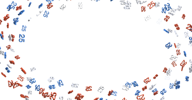 25 numaralı soyut konfeti tasarım için beyaz arkaplana dağılmış.