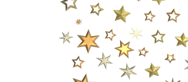 Kutlama ve Parti İçin Beyaz Arkaplanda Altın Yıldızlar Yüzüyor