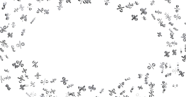 İş ya da Satış için Temiz Beyaz Arkaplan Karşısında Yüzen 3B Yüzde Sembolleri