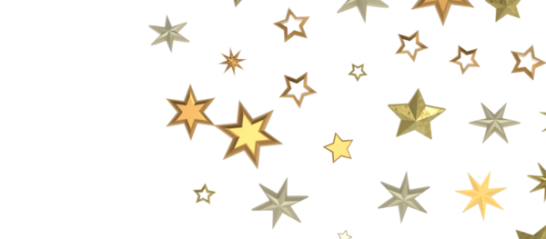 Parlak beyaz arkaplanda altın ve gümüş yıldız süslemeleri