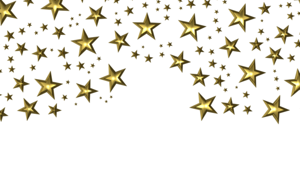 Tasarım gereksinimleri için beyaz arkaplan üzerine dökülen altın yıldızlar